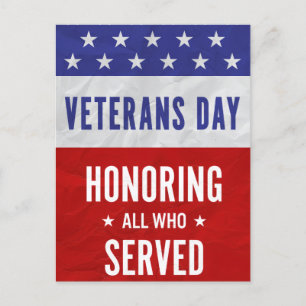 Veterans Day - Honouring all who served Holiday Postcard