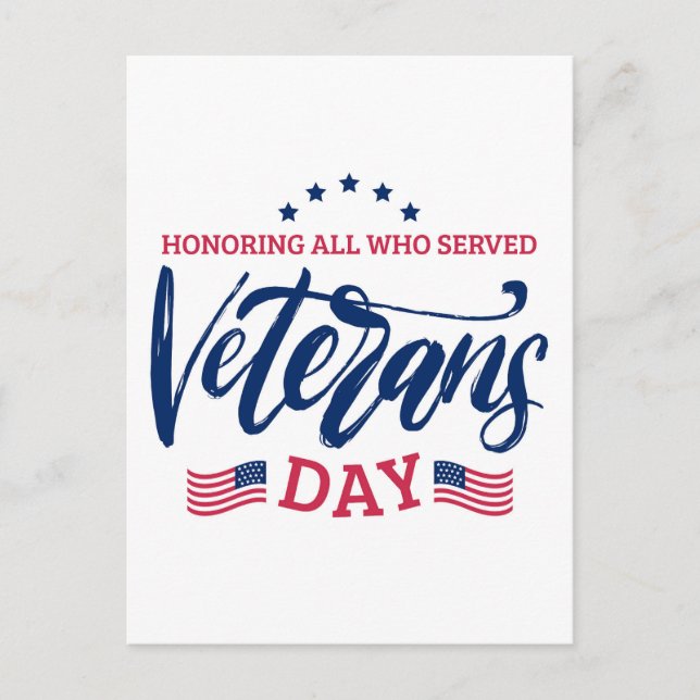 Veterans Day - Honouring all who served  Postcard (Front)
