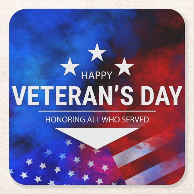 Veterans Day - Honouring all who served  Square Paper Coaster (Front)