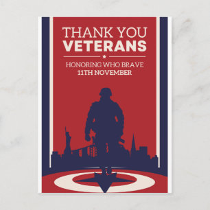 Veterans Day Honouring Who Brave Postcard