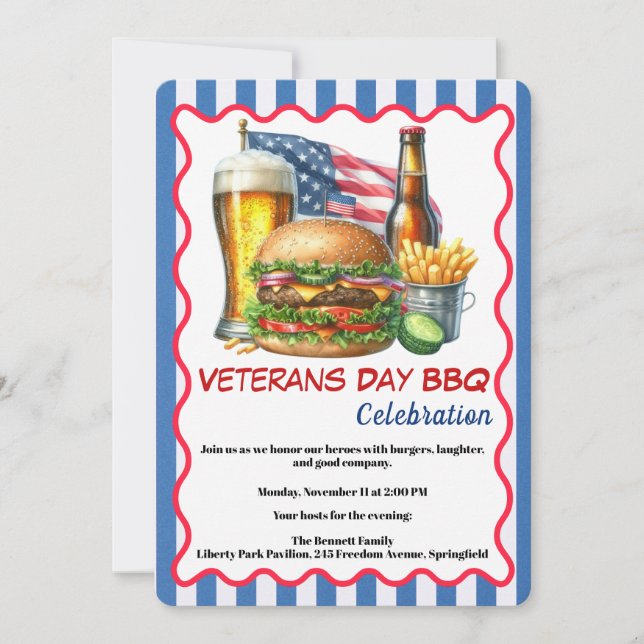 Veterans Day Invitation | Honoring Heroes BBQ (Front)