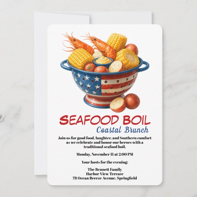 Veterans Day Invitation | Seafood Boil Celebration (Front)