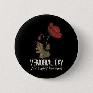 Veterans Day Lest We Forget Red Poppy Flower Usa 2 Inch Round Button