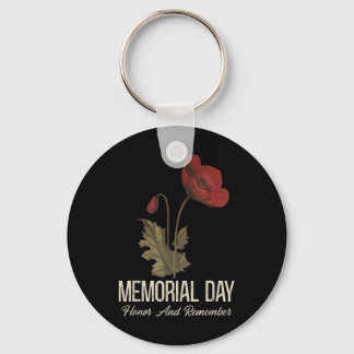 Veterans Day Lest We Forget Red Poppy Flower Usa Keychain