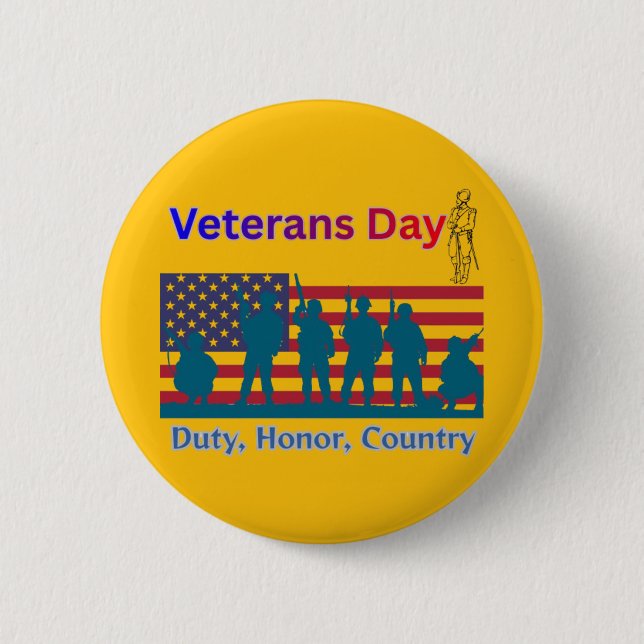 Veterans Day orange 2 Inch Round Button (Front)
