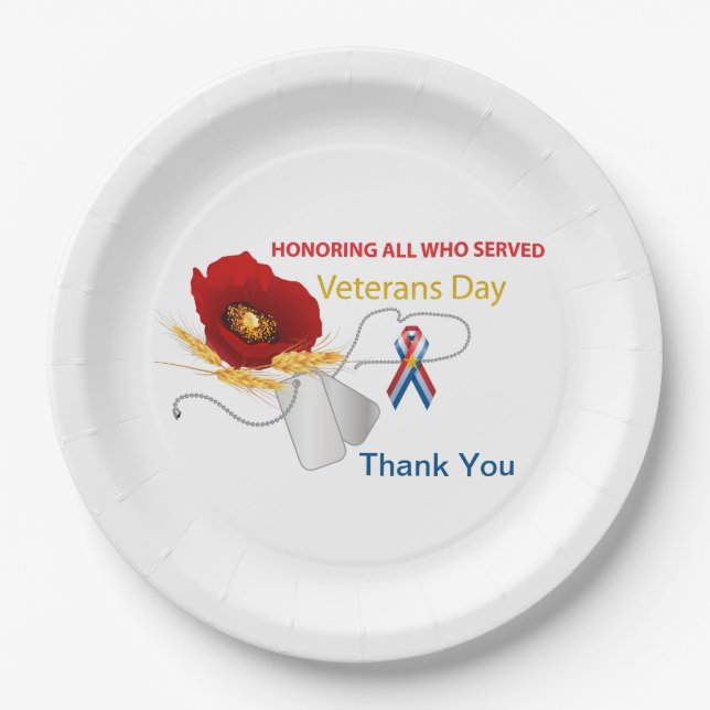 Veterans Day Paper Plate (Front)