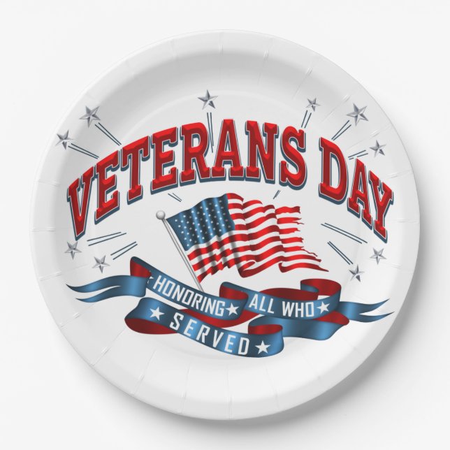 "Veteran's Day" Paper Plates (Front)