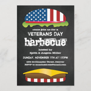 Veterans Day Patriotic BBQ Burger Invitation