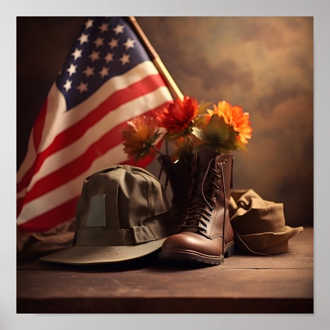 Veterans Day patriotic digital print poster (Front)