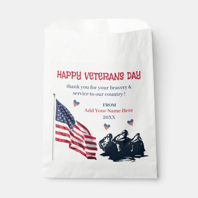 Veterans Day Patriotic USA Flag Thank You Favour Bag (Front)