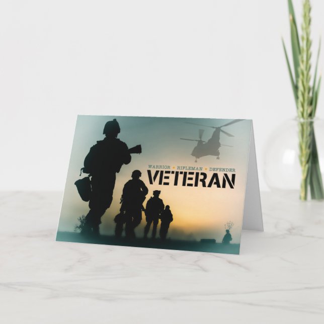 Veterans Day Soldiers Riflemen Warriors Holiday Card (Front)