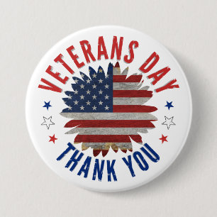 VETERANS DAY THANK YOU  3 INCH ROUND BUTTON