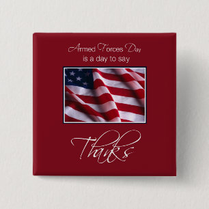 Veteran's Day Thank You, Patriotic American Flag 2 Inch Square Button