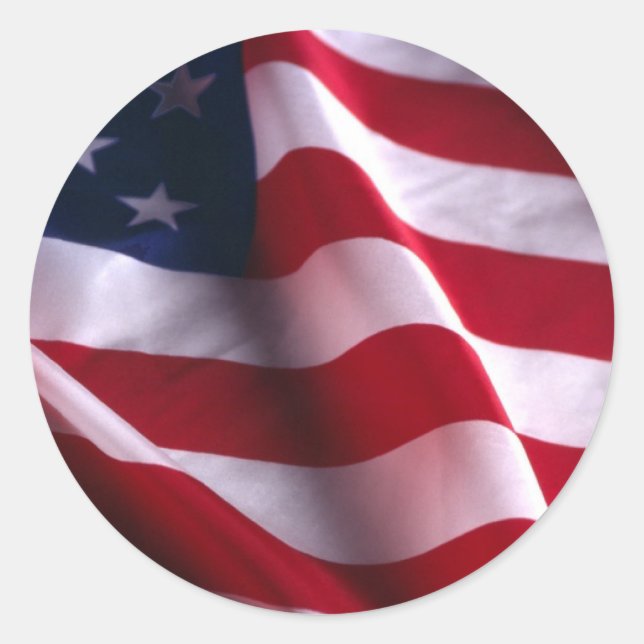 Veteran's Day Thank You, Patriotic American Flag Classic Round Sticker (Front)