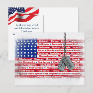 Veteran's Day Thank You United States Flag Postcard