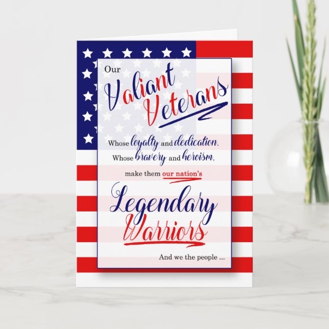 Veterans Day Typography Stars and Stripes Legend Card (Front)