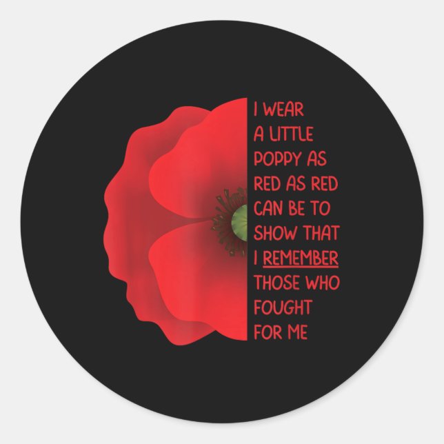 Veterans Day Usa Memorial Lest We Forget Red Classic Round Sticker (Front)