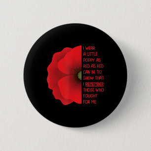Veterans Day USA Memorial Lest We Forget Red Poppy 2 Inch Round Button