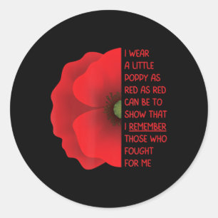 Veterans Day USA Memorial Lest We Forget Red Poppy Classic Round Sticker