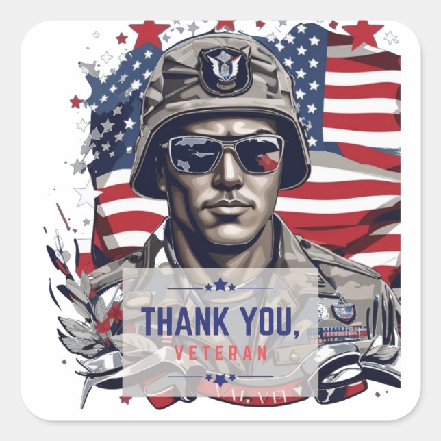 Veterans Day Valour - In Gratitude and Respect Square Sticker (Front)
