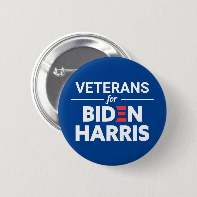 Veterans for Biden Harris Custom Text Blue 2 Inch Round Button (Front & Back)