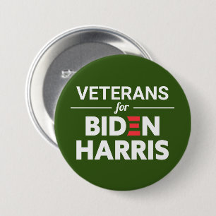 Veterans for Biden Harris Custom Text Green 3 Inch Round Button