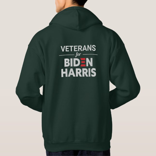 Veterans for Biden Harris Custom Text Green Hoodie (Back)