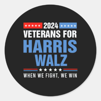 Veterans For Harris W 2024 Presidential Campaign  Classic Round Sticker