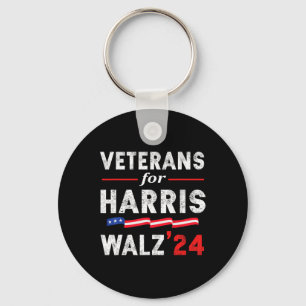 Veterans For Harris Waltz 2024 Election Vote Blue Keychain