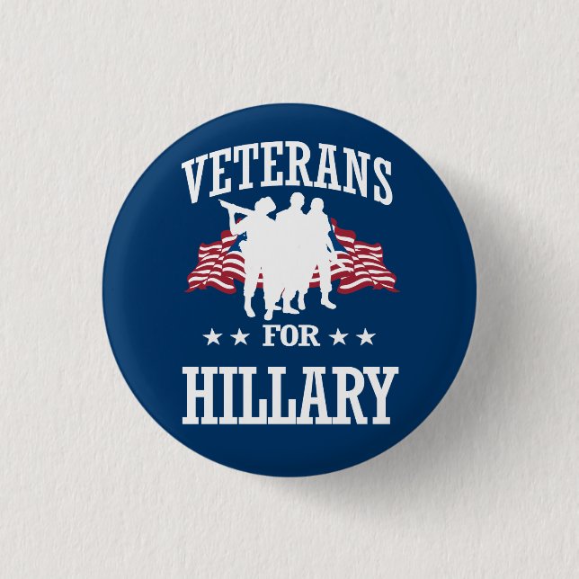 VETERANS FOR HILLARY 1 INCH ROUND BUTTON (Front)