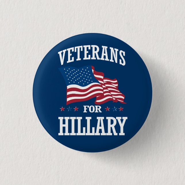 VETERANS FOR HILLARY 1 INCH ROUND BUTTON (Front)