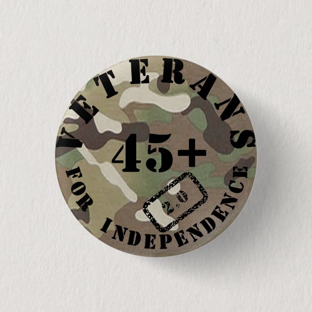 Veterans For Independence 2.0 Camo Badge 1 Inch Round Button (Front)