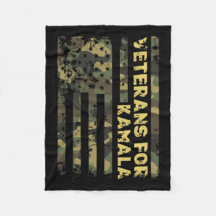Veterans For Kamala Camouflage American Flag Harri Fleece Blanket