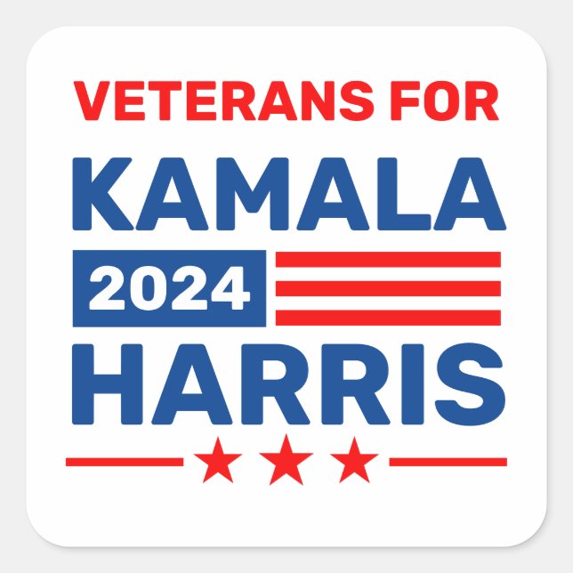 Veterans for Kamala Harris 2024 Election Stickers (Front)