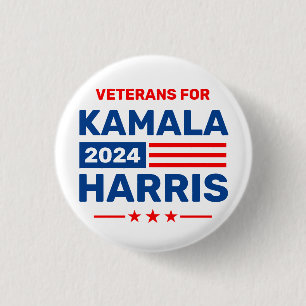 Veterans for Kamala Harris 2024 Election Stickers 1 Inch Round Button