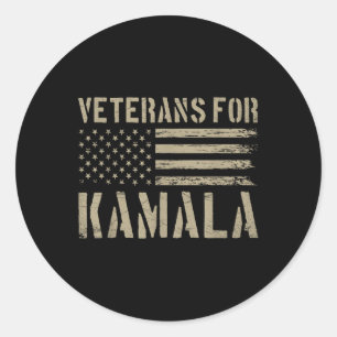 Veterans For Kamala Harris 2024 Election Usa Flag Classic Round Sticker