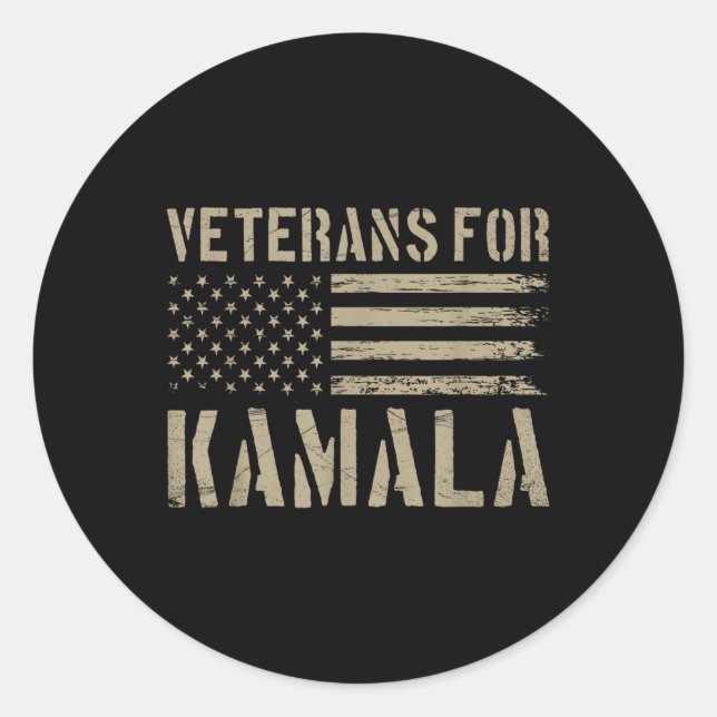 Veterans For Kamala Harris 2024 Election Usa Flag  Classic Round Sticker (Front)