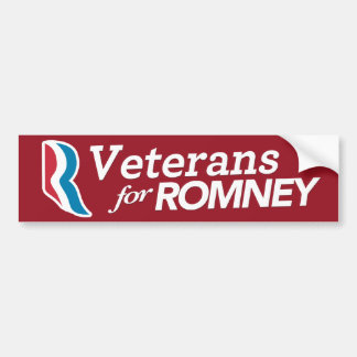 Veterans For Romney Bumper Sticker CUSTOM COLOR