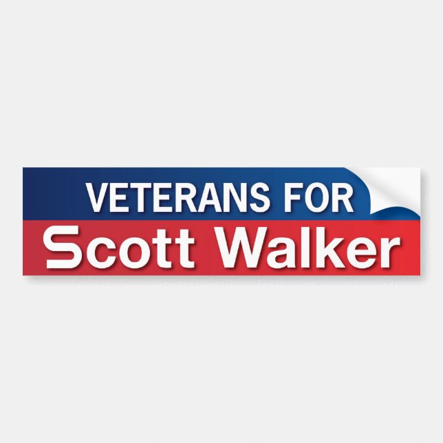 Veterans for Scott Walker Bumper Sticker (Front)