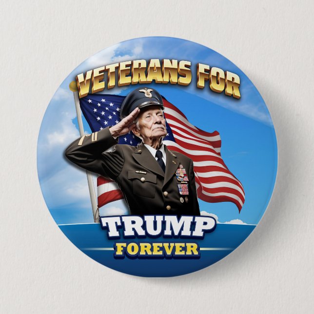 VETERANS for TRUMP Forever  3 Inch Round Button (Front)