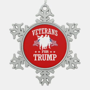 VETERANS FOR TRUMP SNOWFLAKE PEWTER CHRISTMAS ORNAMENT