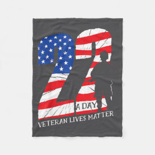 Veterans Lives 22 A Day Suicide Awareness Ptsd Fleece Blanket