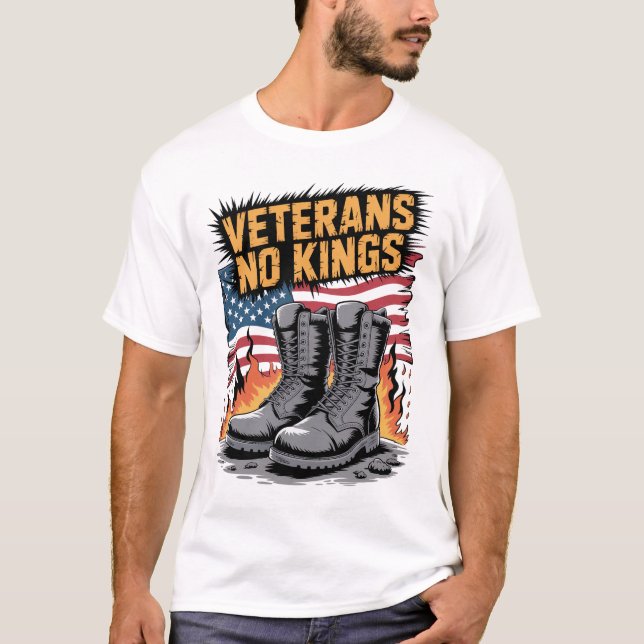 Veterans No Kings USA Flag T-Shirt (Front)