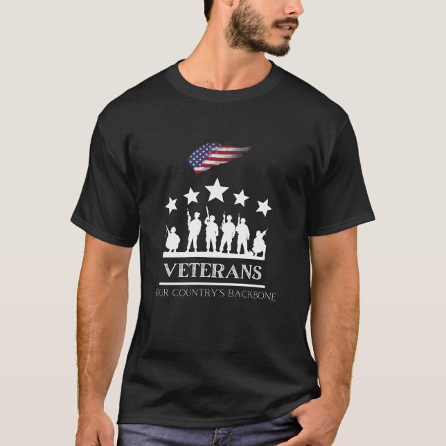 Veterans Our Country’s Backbone Basic Dark T-Shirt (Front)