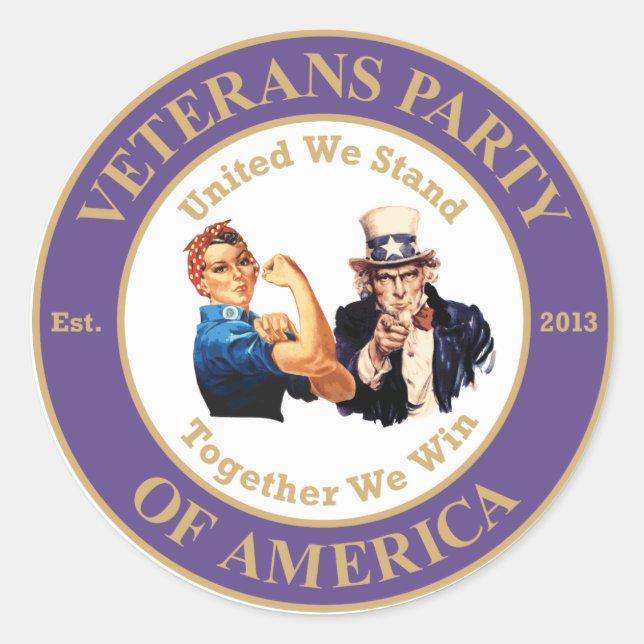 Veterans Party of America Circle Logo Sticker Lg. (Front)