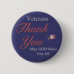 Veterans, Thank You, 2 Inch Round Button