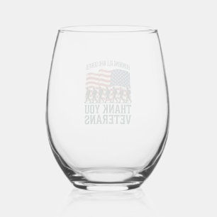 Veterans Thank You Patriotic Military Flag Shirt D Stemless Wine Glass