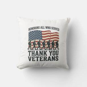 Veterans Thank You Patriotic Military Flag Shirt D Throw Pillow