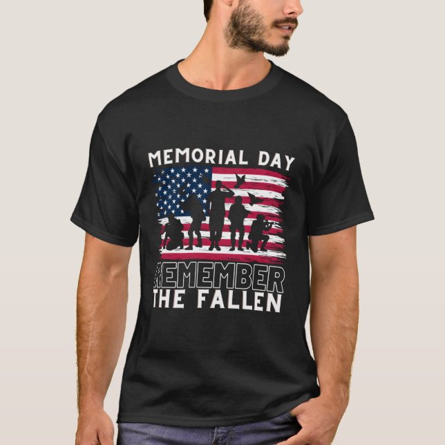 Veterans Usa Flag Memorial Day Remember The Fallen T-Shirt (Front)