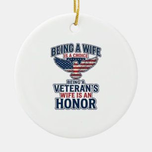 Veterans Wife Honour Patriotic Eagle Shirt Ceramic Ornament